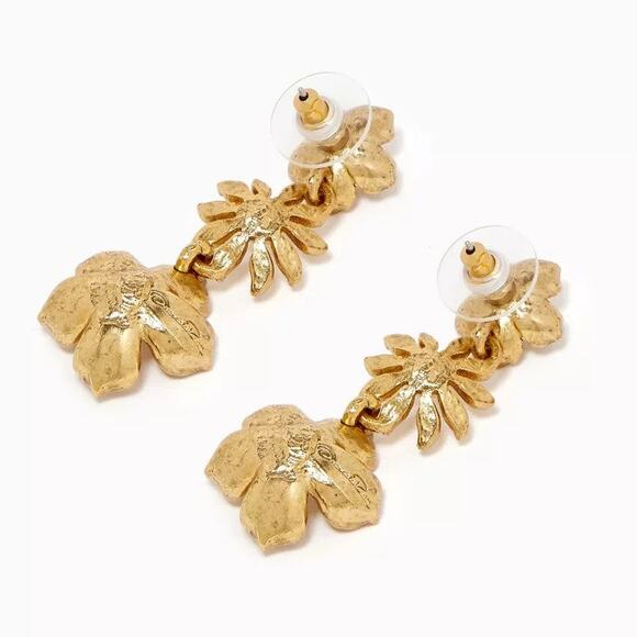 Oscar De La Renta Carryover Dangling Flower Earrings Gold - One Size - Picture 3 of 4